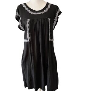 Black Embroidered Boho Dress